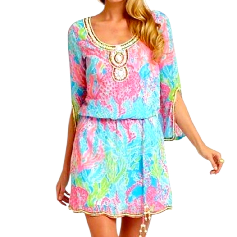 Lilly Pulitzer Delisa Dress Let’s Cha Cha Print XL – Holy Grail Rare